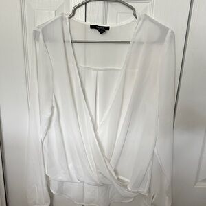 Forever 21 Ivory Wrap Blouse